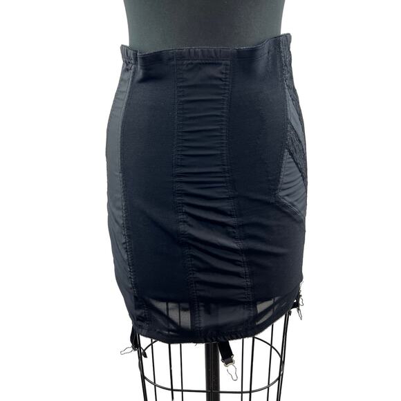 RAGO New York Open Black Bottom Girdle Corset Nylon Stretch Side Zipper Large 30 - Picture 1 of 8